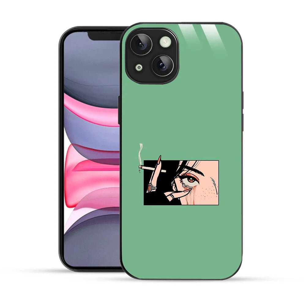 Bornstud Smoking girl Printed Case for iPhone 13 green
