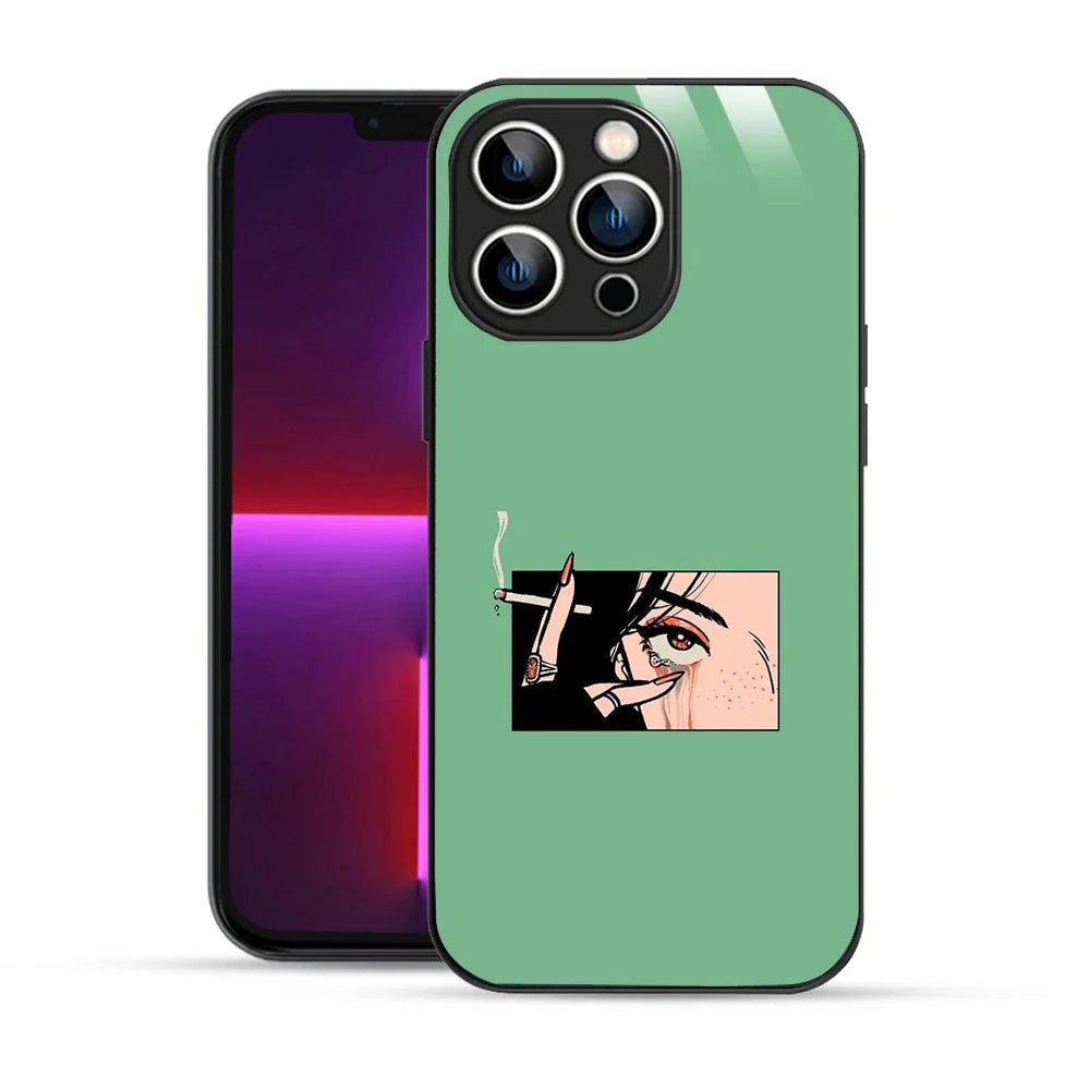 Bornstud Smoking girl Printed Case for iPhone 13 Pro Max green