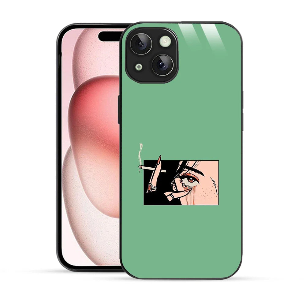 Bornstud Smoking girl Printed Case for iPhone 15 Plus green