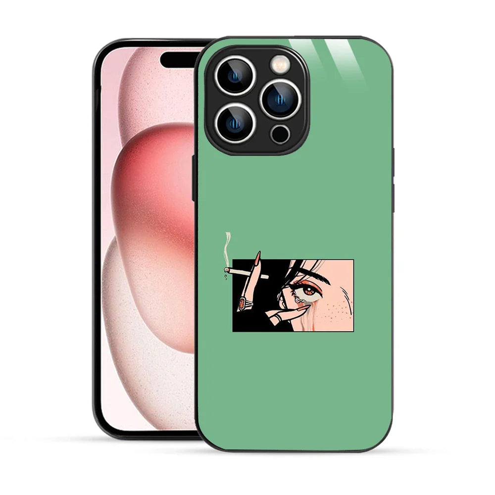 Bornstud Smoking girl Printed Case for iPhone 15 Pro green