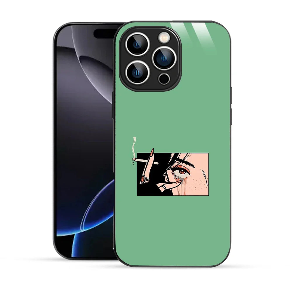 Bornstud Smoking girl Printed Case for iPhone 16 Pro green