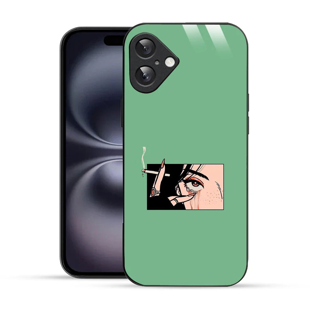 Bornstud Smoking girl Printed Case for iPhone 16 Plus green