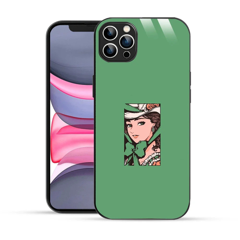 Bornstud Vintage Lady Printed Case for iPhone 12 Pro green
