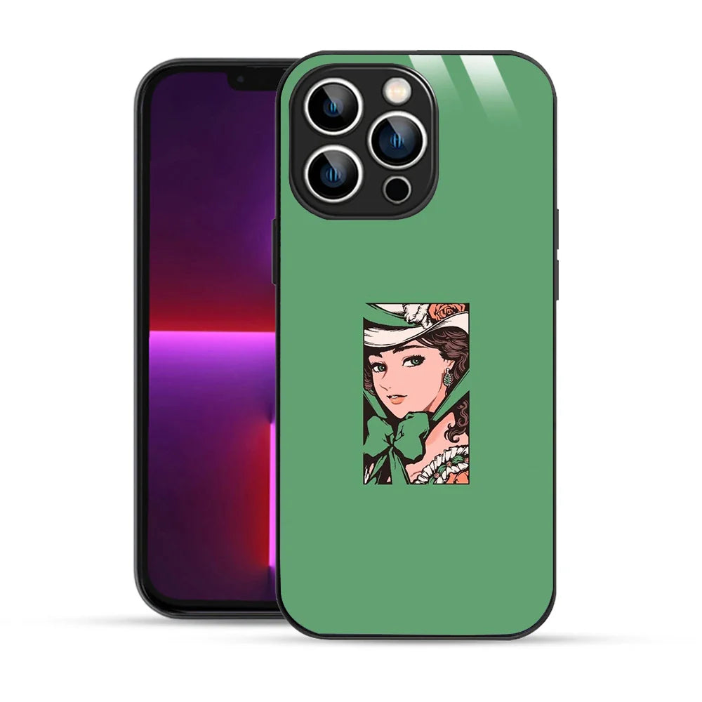 Bornstud Vintage Lady Printed Case for iPhone 13 Pro green