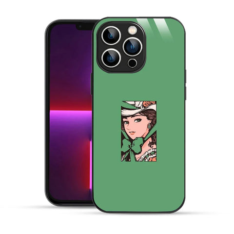 Bornstud Vintage Lady Printed Case for iPhone 13 Pro Max green
