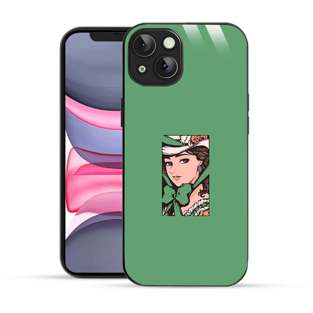 Bornstud Vintage Lady Printed Case for iPhone 14 Plus green