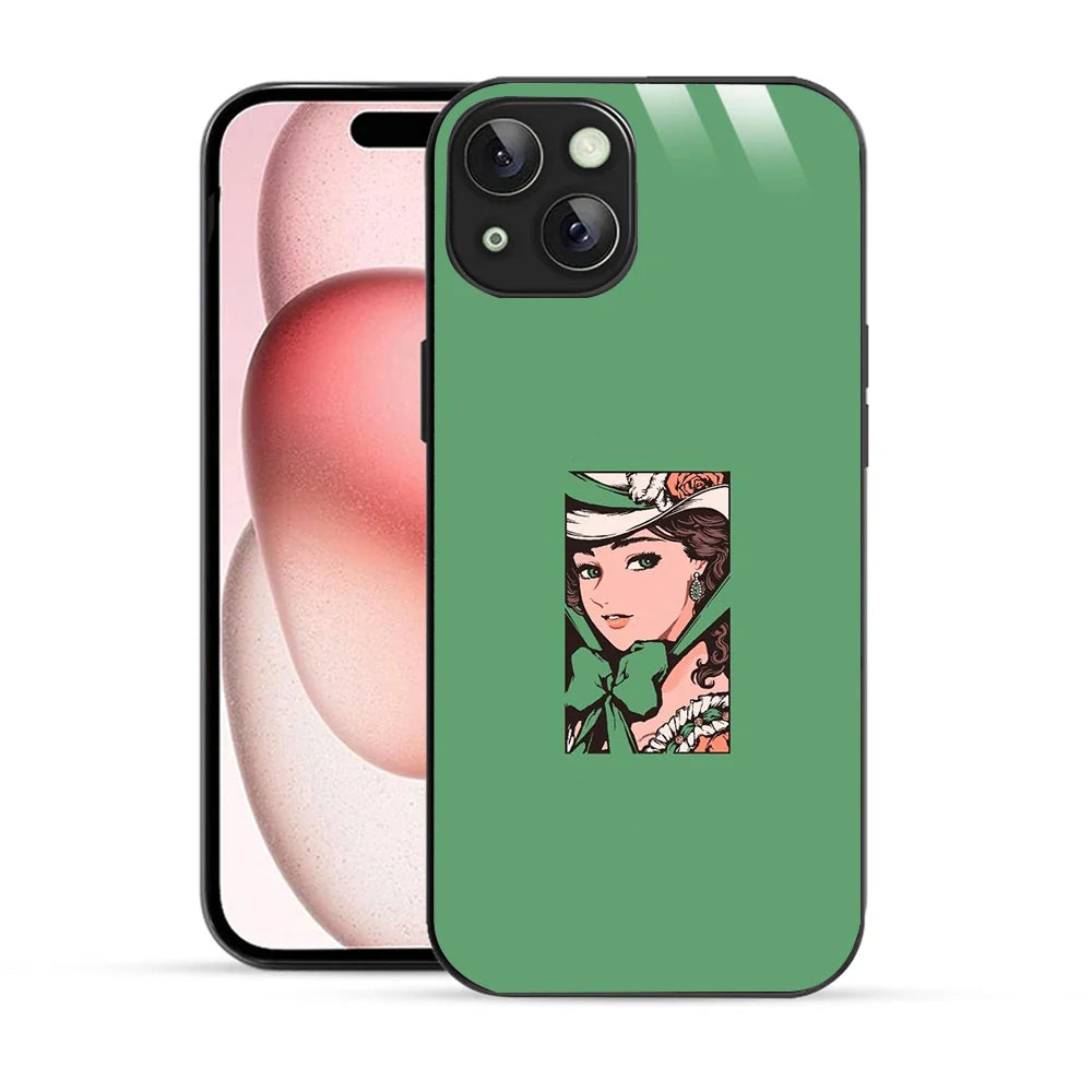 Bornstud Vintage Lady Printed Case for iPhone 15 green