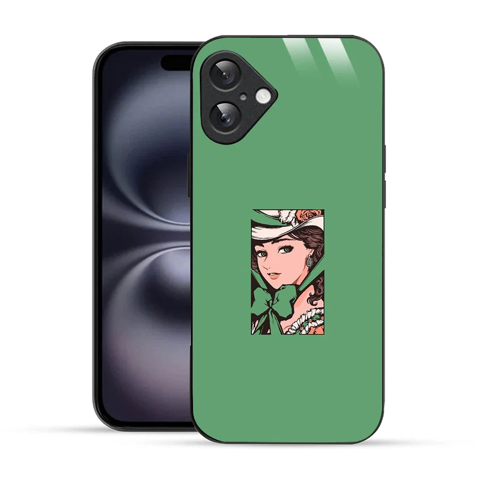 Bornstud Vintage Lady Printed Case for iPhone 16 Plus green