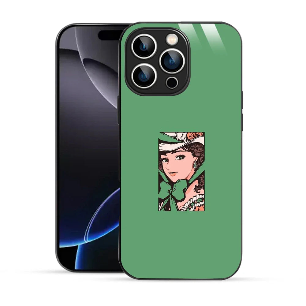 Bornstud Vintage Lady Printed Case for iPhone 16 Pro Max green