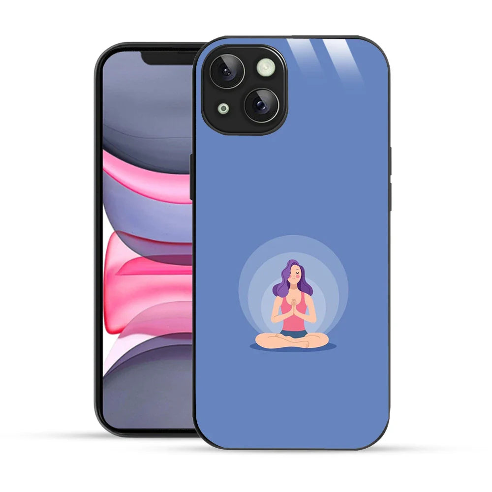 Bornstud Yoga girl Printed Case for iPhone 14 Plus Blue