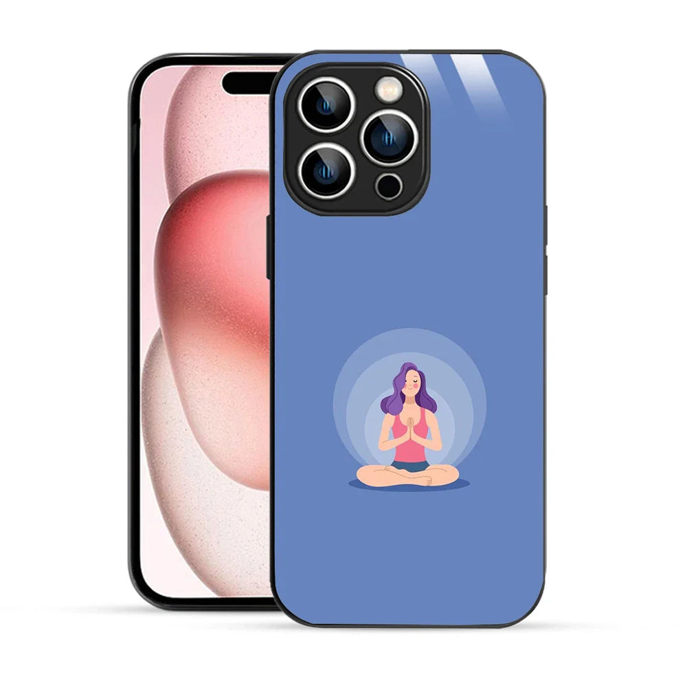 Bornstud Yoga girl Printed Case for iPhone 15 Pro Blue