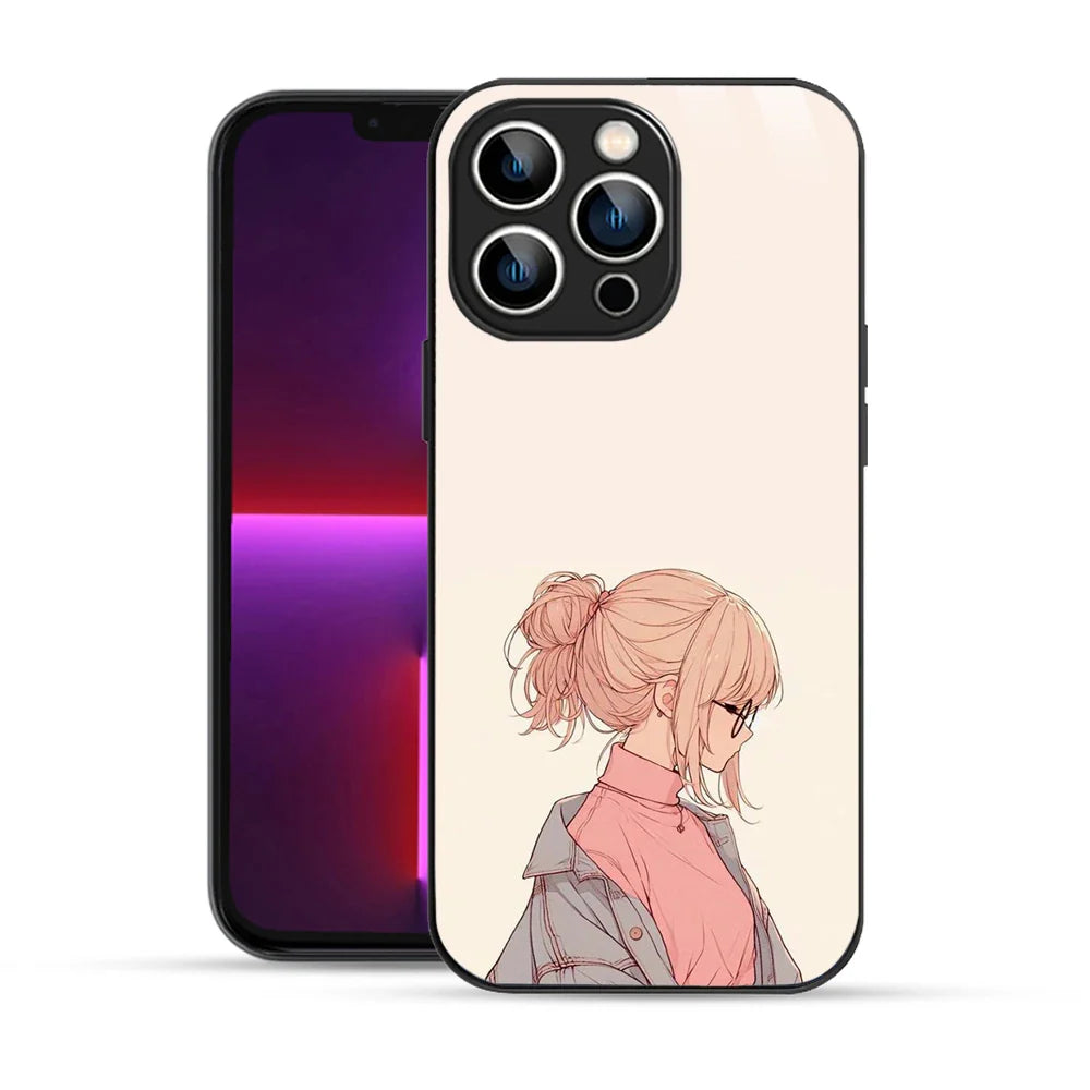 Bornstud Chic Aesthetic Printed Case for iPhone 13 Pro Max Beige & Paste