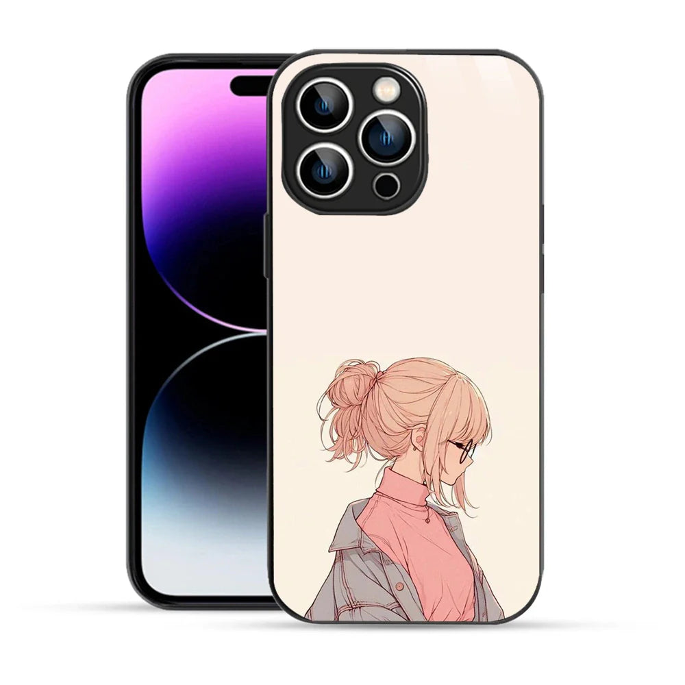 Bornstud Chic Aesthetic Printed Case for iPhone 14 Pro Max Beige & Paste