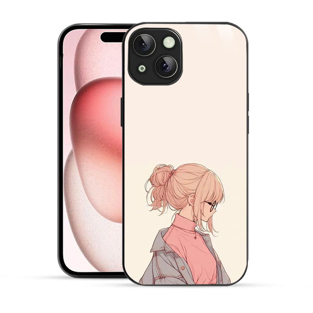 Bornstud Chic Aesthetic Printed Case for iPhone 15 Plus Beige & Paste