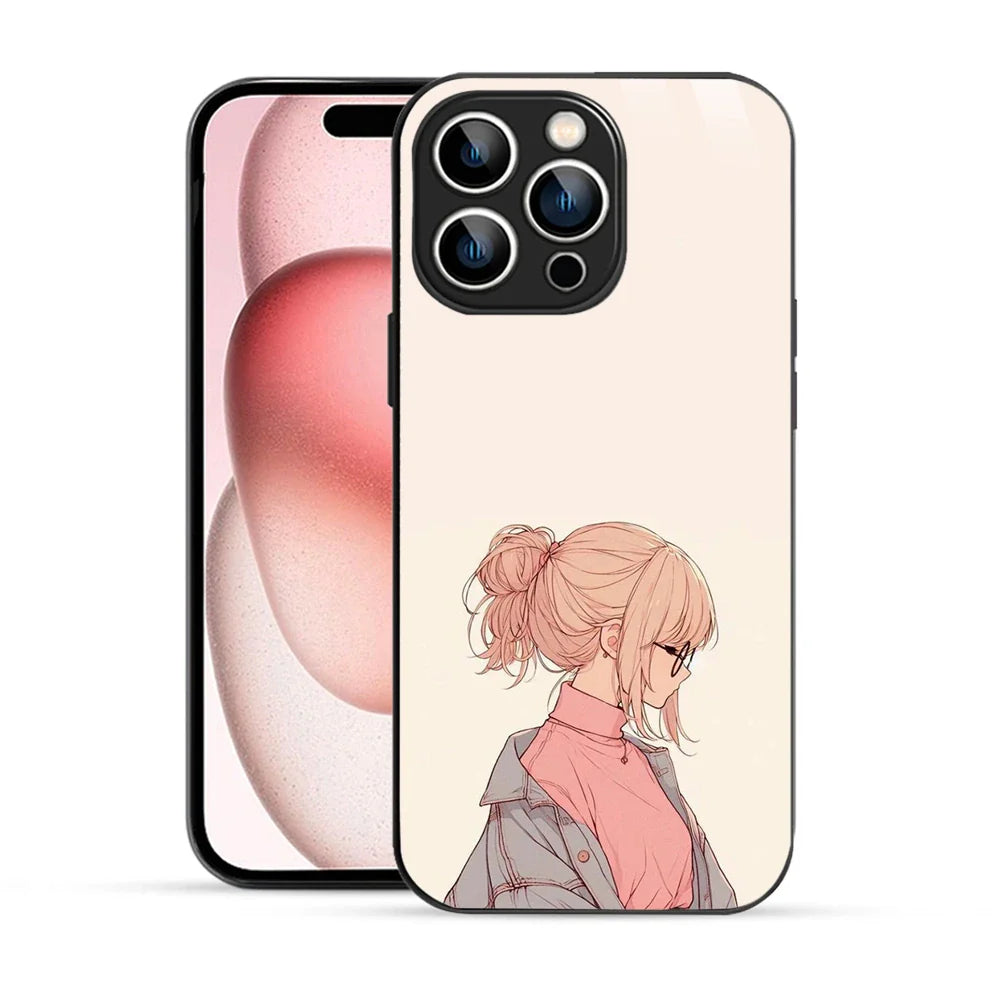 Bornstud Chic Aesthetic Printed Case for iPhone 15 Pro Beige & Paste