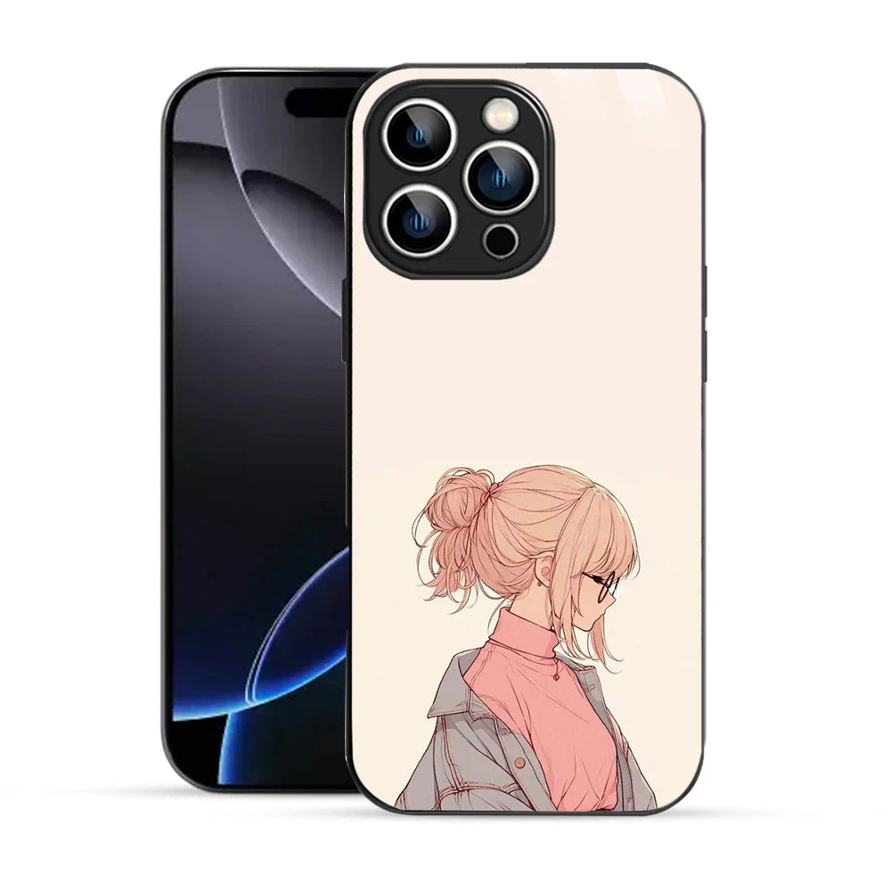 Bornstud Chic Aesthetic Printed Case for iPhone 16 Pro Beige & Paste