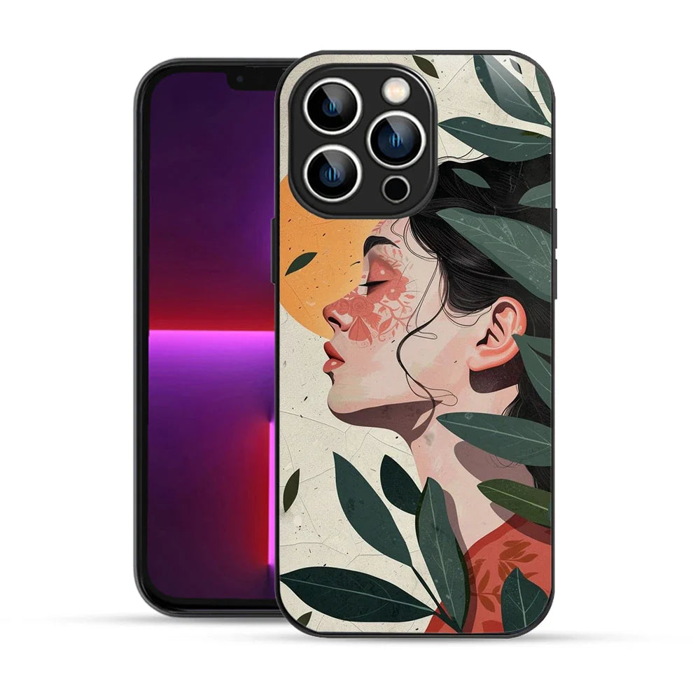 Bornstud Botanical Art Printed Case for iPhone 13 Pro Green & Beige