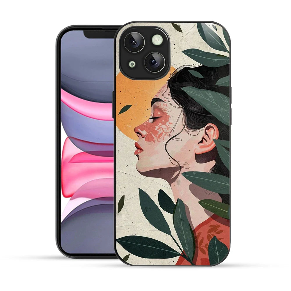 Bornstud Botanical Art Printed Case for iPhone 14 Plus Green & Beige