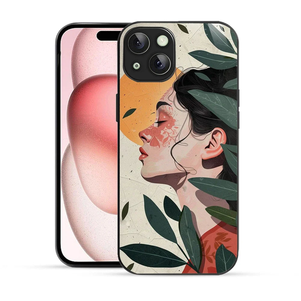 Bornstud Botanical Art Printed Case for iPhone 15 Plus Green & Beige