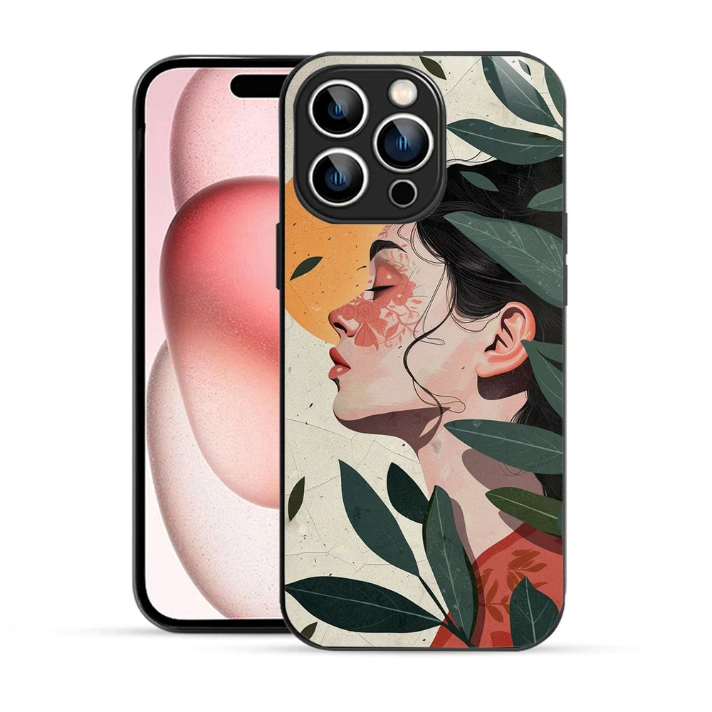 Bornstud Botanical Art Printed Case for iPhone 15 Pro Green & Beige