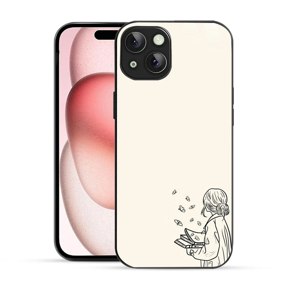 Bornstud Dreamy Book Printed Case for iPhone 15 Beige