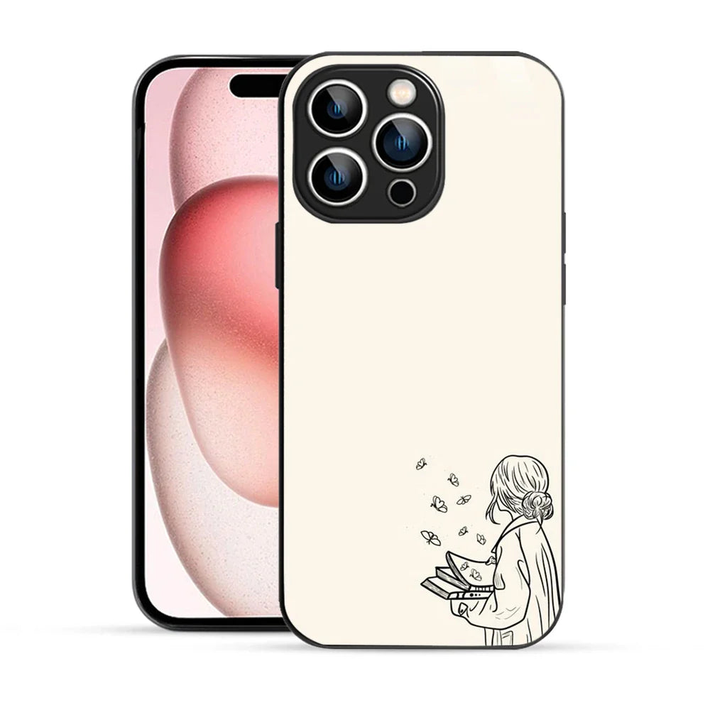 Bornstud Dreamy Book Printed Case for iPhone 15 Pro Beige