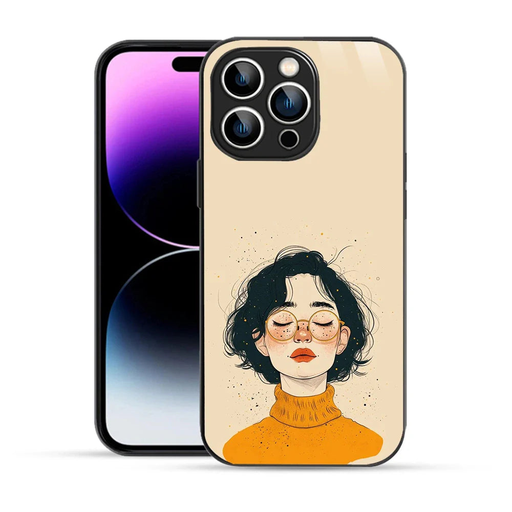 Bornstud Freckle Beauty Printed Case for iPhone 14 Pro Beige Orange
