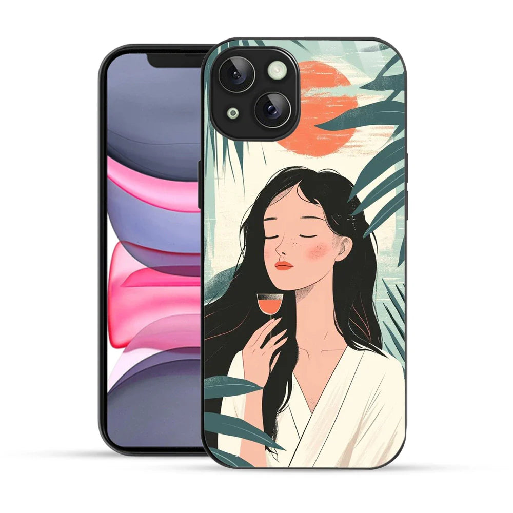 Bornstud Sunset Serenity Printed Case for iPhone 14 pastel green