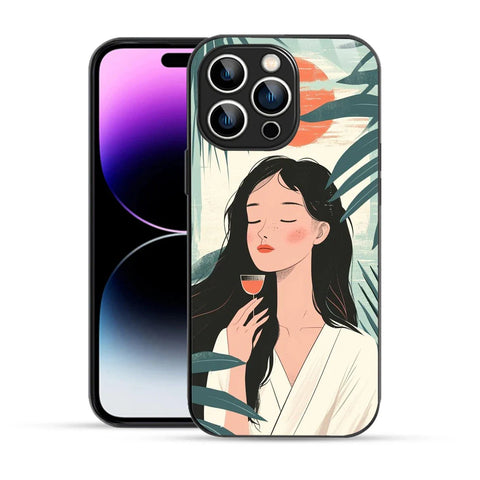 Bornstud Sunset Serenity Printed Case for iPhone 14 Pro pastel green