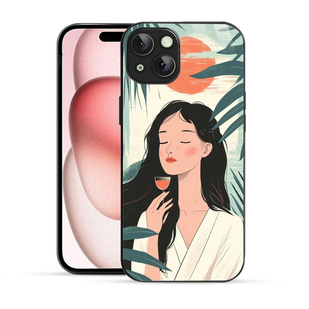 Bornstud Sunset Serenity Printed Case for iPhone 15 pastel green