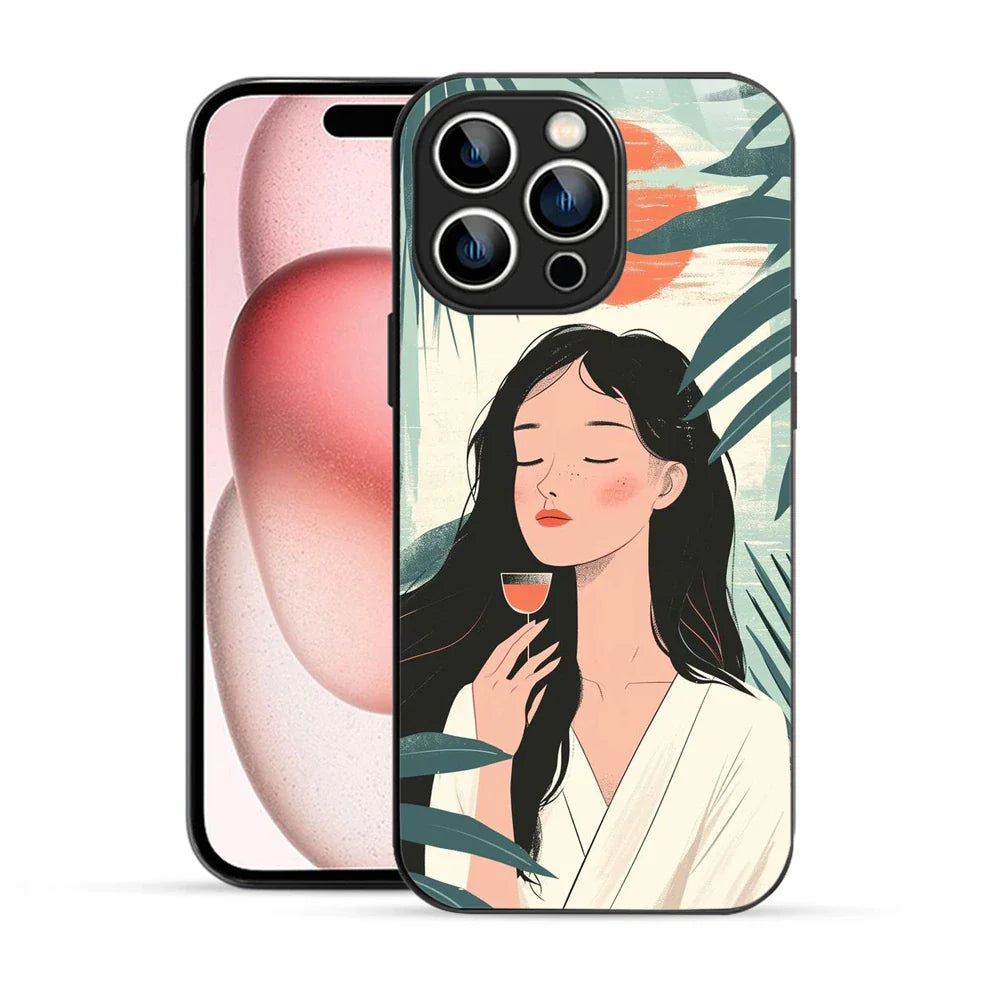 Bornstud Sunset Serenity Printed Case for iPhone 15 Pro pastel green