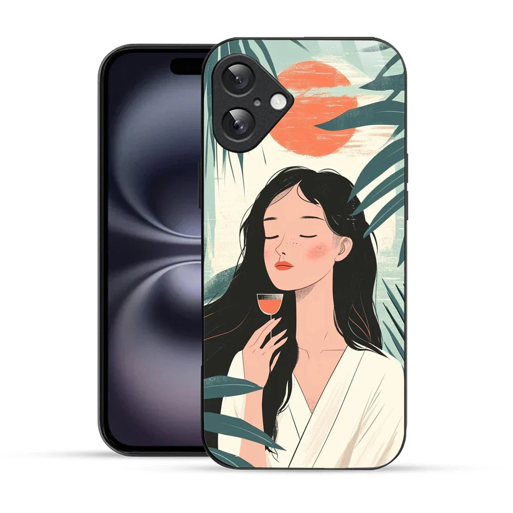 Bornstud Sunset Serenity Printed Case for iPhone 16 Plus pastel green