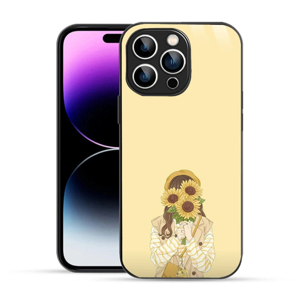 Bornstud Sunflower Girl Printed Case for iPhone 14 Pro Max white