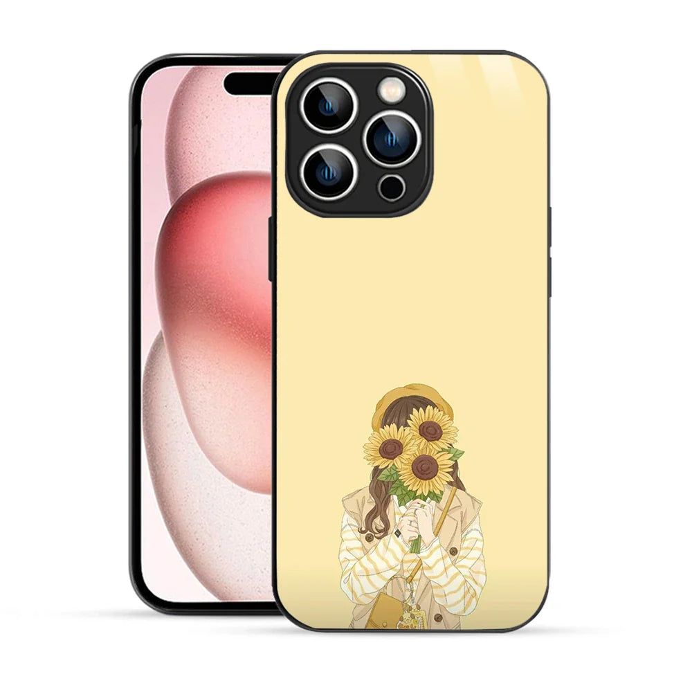 Bornstud Sunflower Girl Printed Case for iPhone 15 Pro Max white