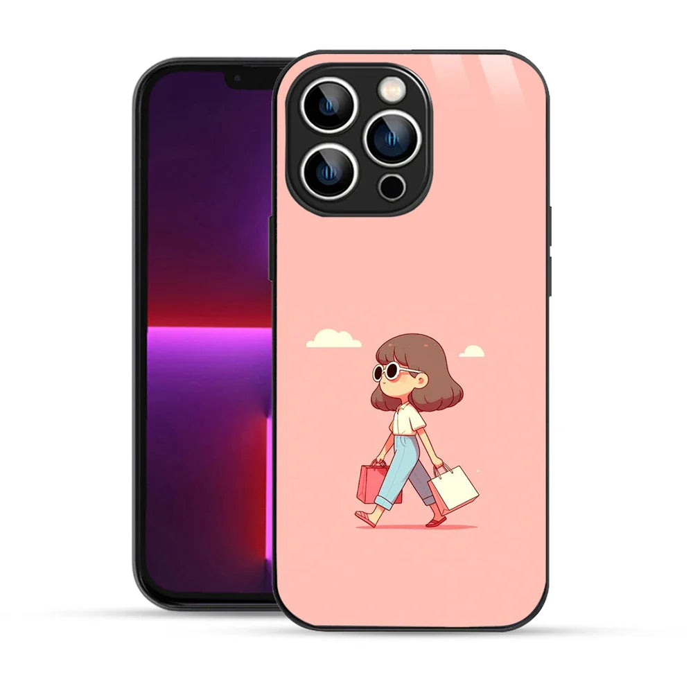 Bornstud Shopping Girl Printed Case for iPhone 13 Pro Max Pink