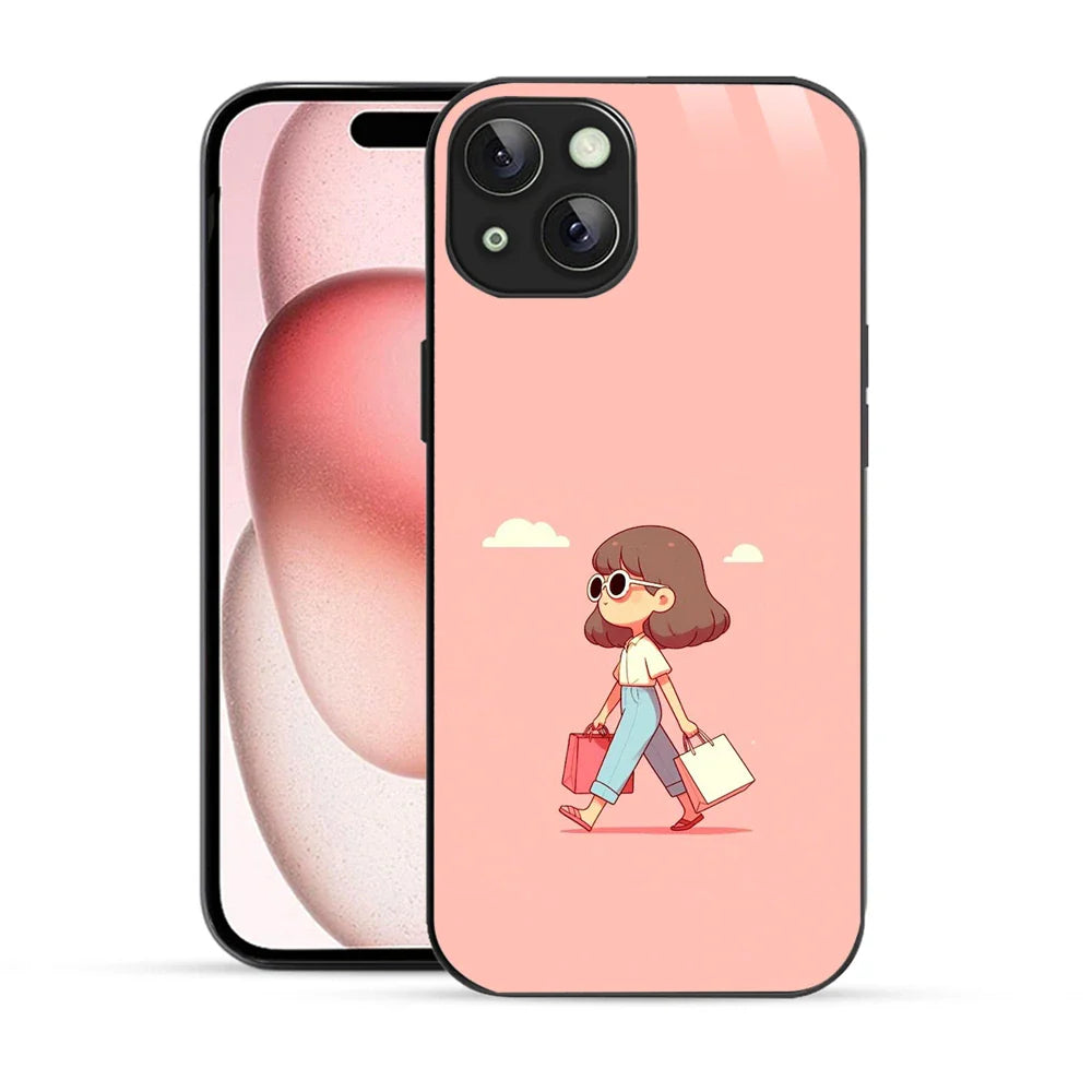 Bornstud Shopping Girl Printed Case for iPhone 15 Plus Pink