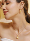 Golden Dewdrop Necklace & Earrings Set