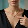 Golden Butterfly Crystal Pendant Necklace