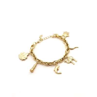 Statement Gold Charm Bracelet – Adjustable Chain Jewelry