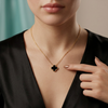 Elegant Black Clover Pendant Necklace for Women