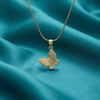 Golden Butterfly Crystal Pendant Necklace