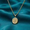 Golden Floral Medallion Pendant Necklace