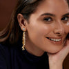 Gold Leaf Crystal Long Drop Earrings for Women