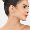 Pearl Bow Dangle Earrings | Crystal Studded Silver Earrings for Women