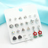 Cute & Trendy Silver-Plated Stud Earrings Set – 14 Pair Combo with Flowers & Hearts