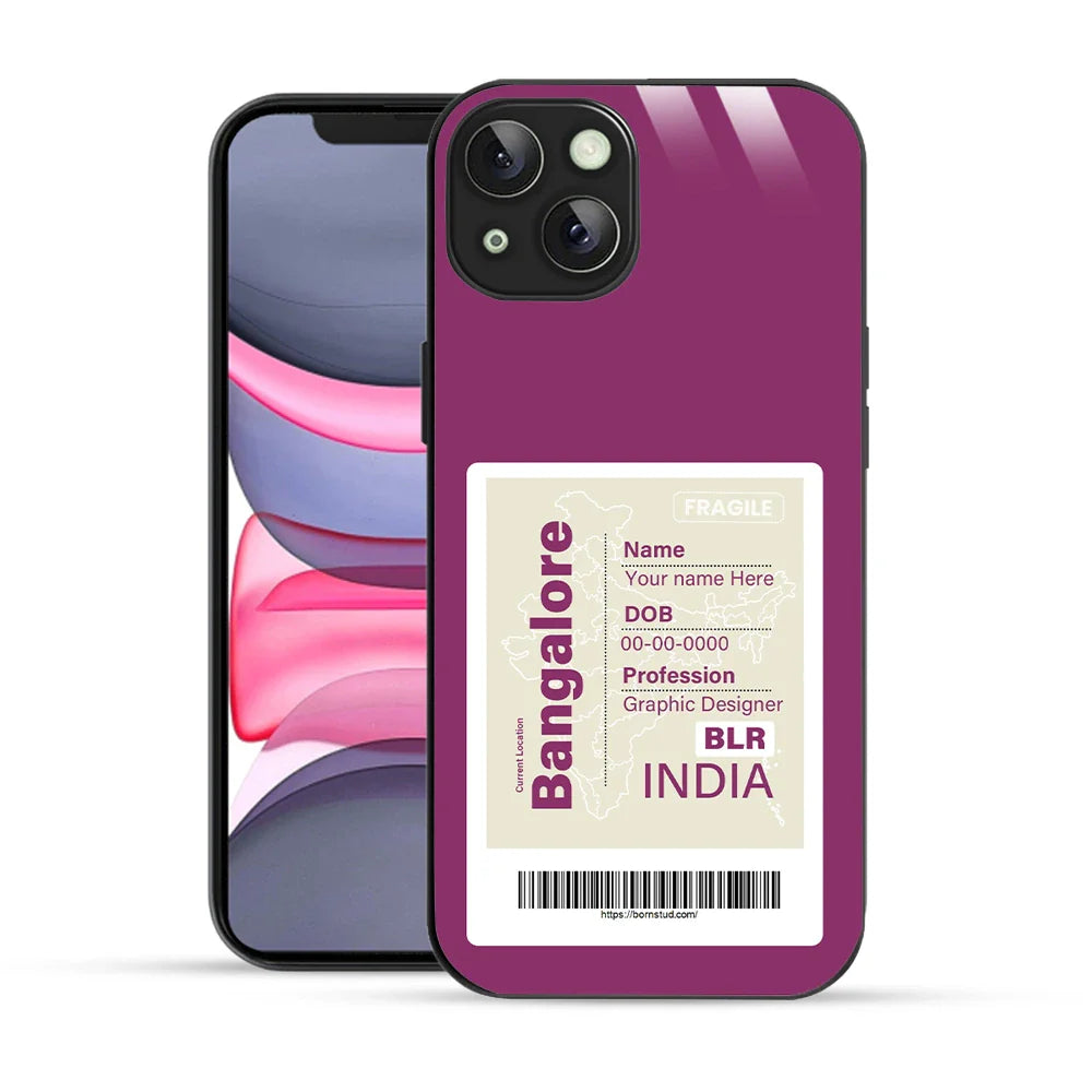 Bornstud Personalised my City tag Printed Case for iPhone 14 Boysenberry