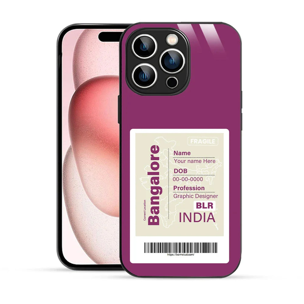 Bornstud Personalised my City tag Printed Case for iPhone 15 Pro Boysenberry