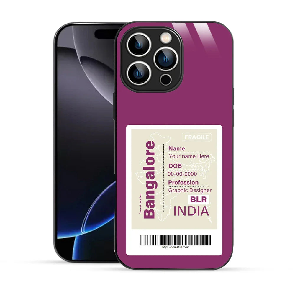Bornstud Personalised my City tag Printed Case for iPhone 16 Pro Boysenberry