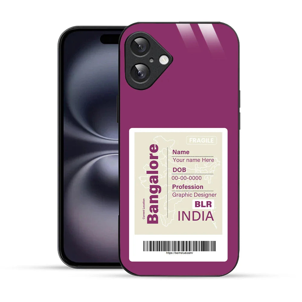 Bornstud Personalised my City tag Printed Case for iPhone 16 Boysenberry