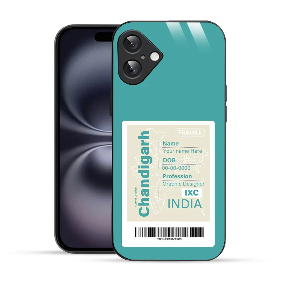 Bornstud Personalised my City tag Printed Case for iPhone 16 Light Sea Green